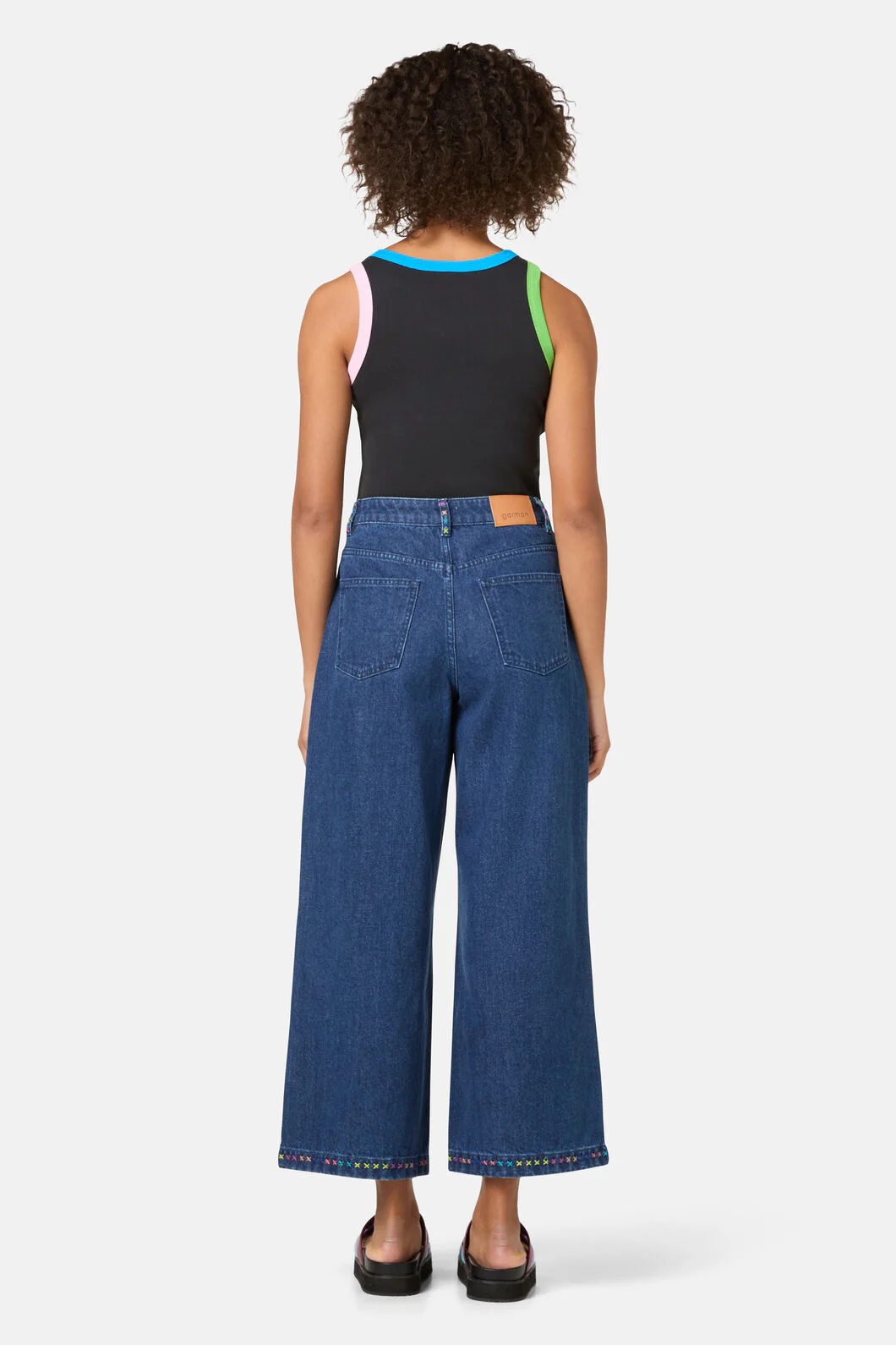 Atrium Embroidered Denim Culotte - Image 3