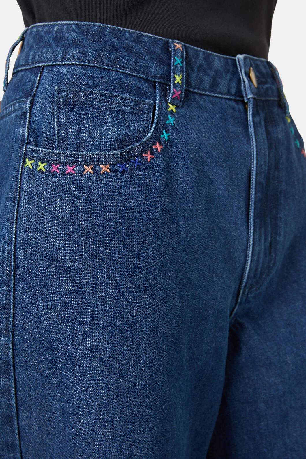 Atrium Embroidered Denim Culotte - Image 4