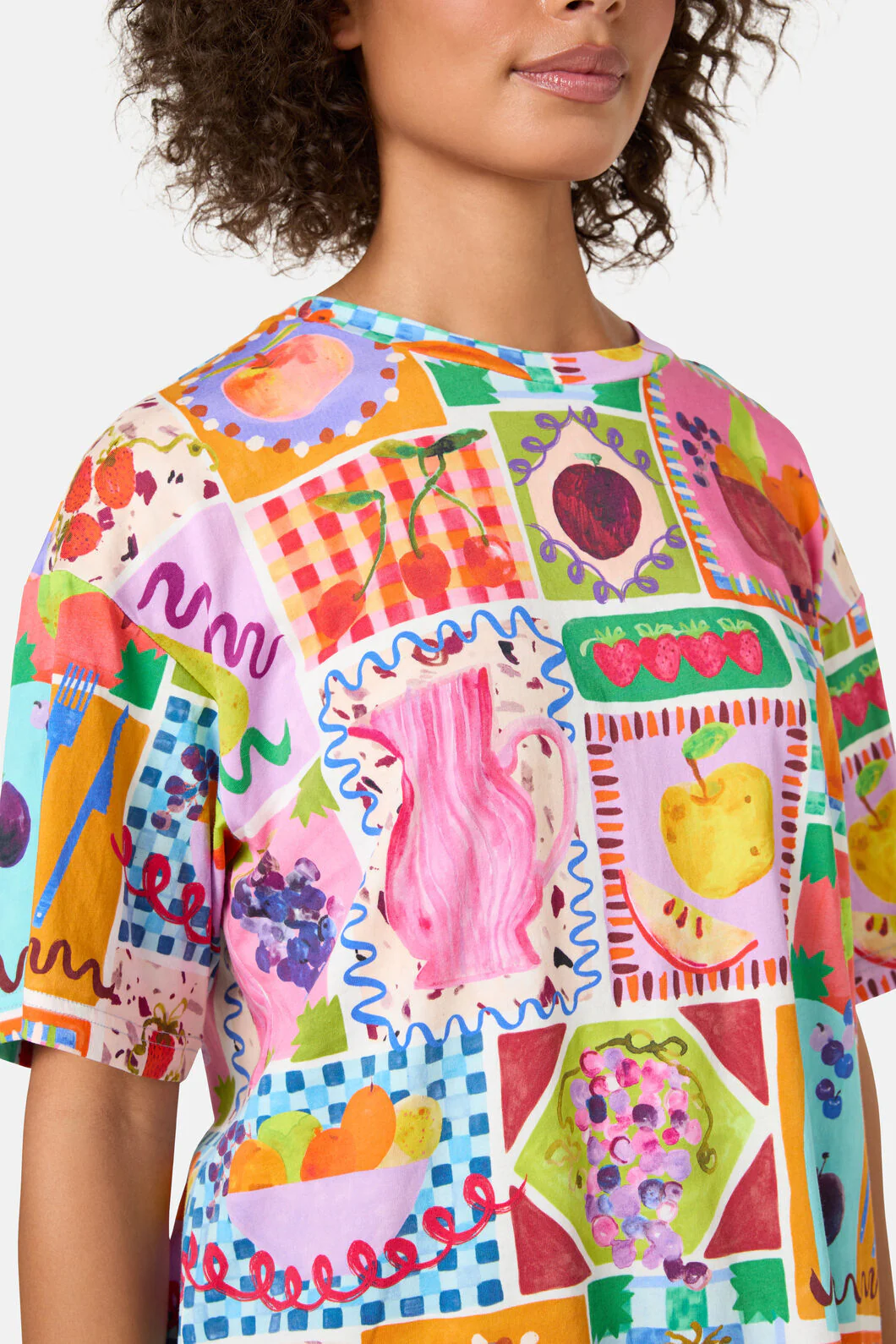 Fruit Party Print Oversized Tee - Image 5