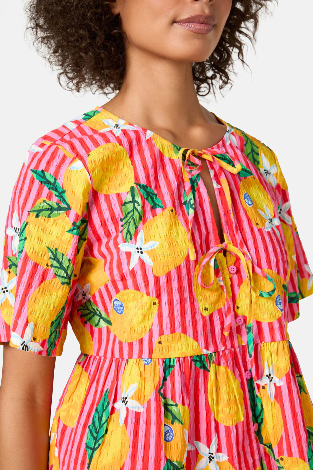 Lemonade Seersucker Print Top - Image 5