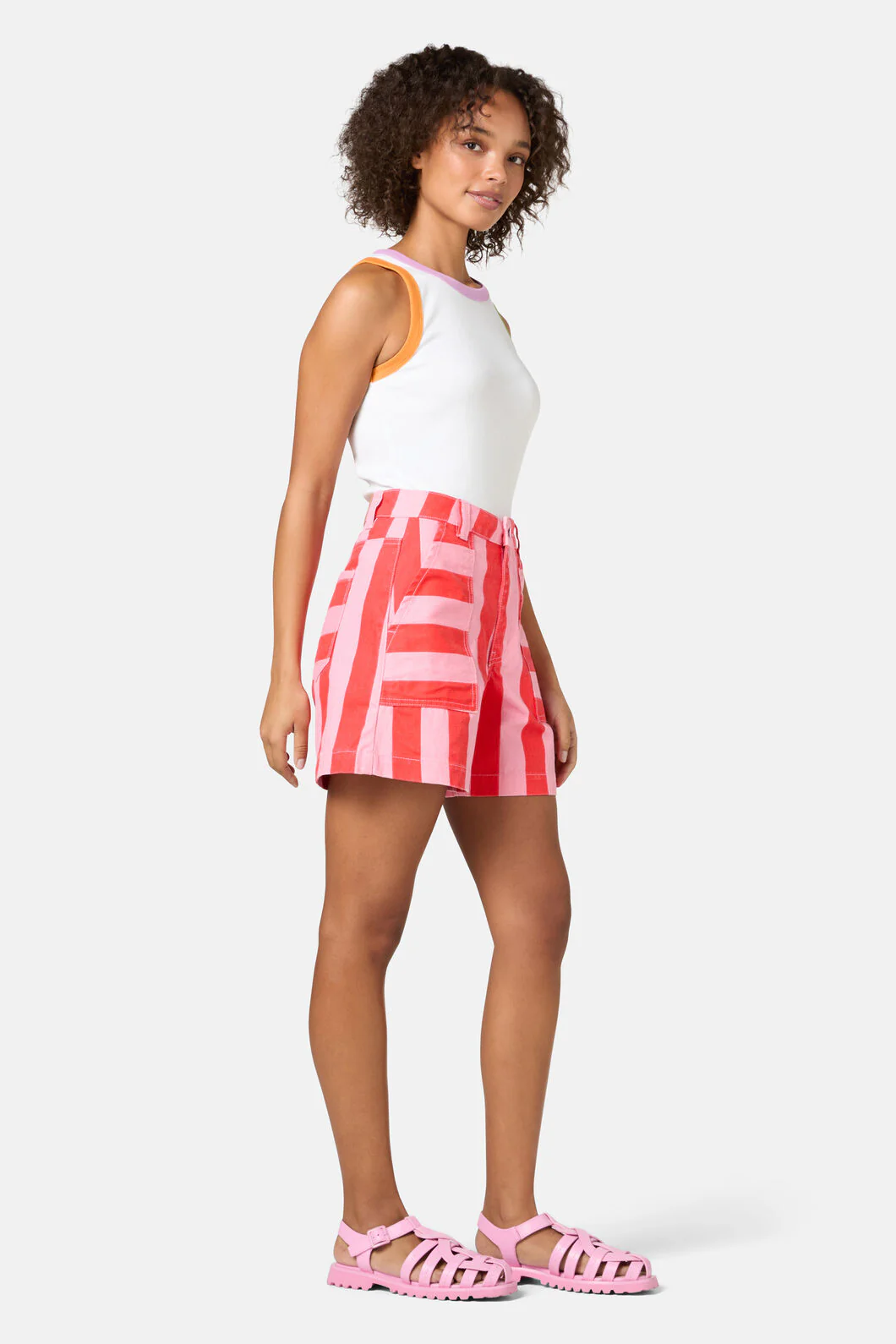 Striped Patch Print Shorts - Image 4