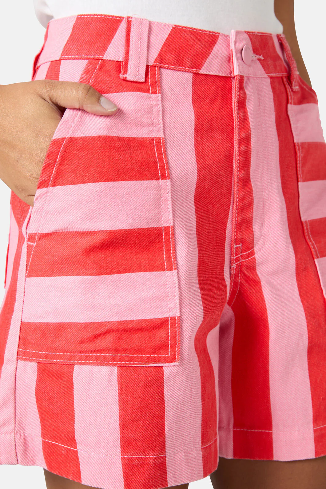 Striped Patch Print Shorts - Image 6