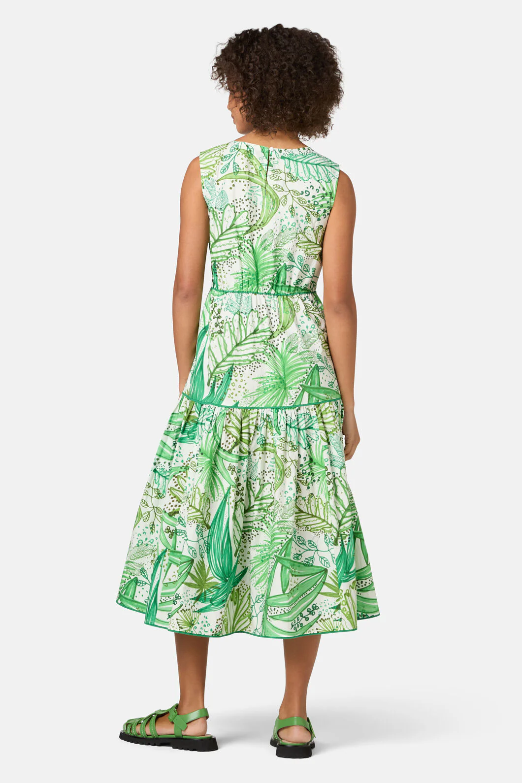 Tree Fern Print Tiered Dress - Image 5